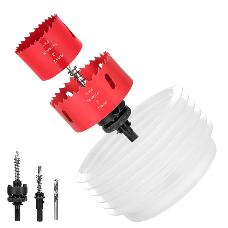 Nexigins 3-Inch & 2-Inch Hole Saw for Recessed Lights and Can Lights - Bi-Metal 3 & 2 Hole Saw with Dust Bowl for 95% Dust Colletcion - Drill Hole Cutter Kit for Wood, Ceiling, Plastic and Metal - Image 1